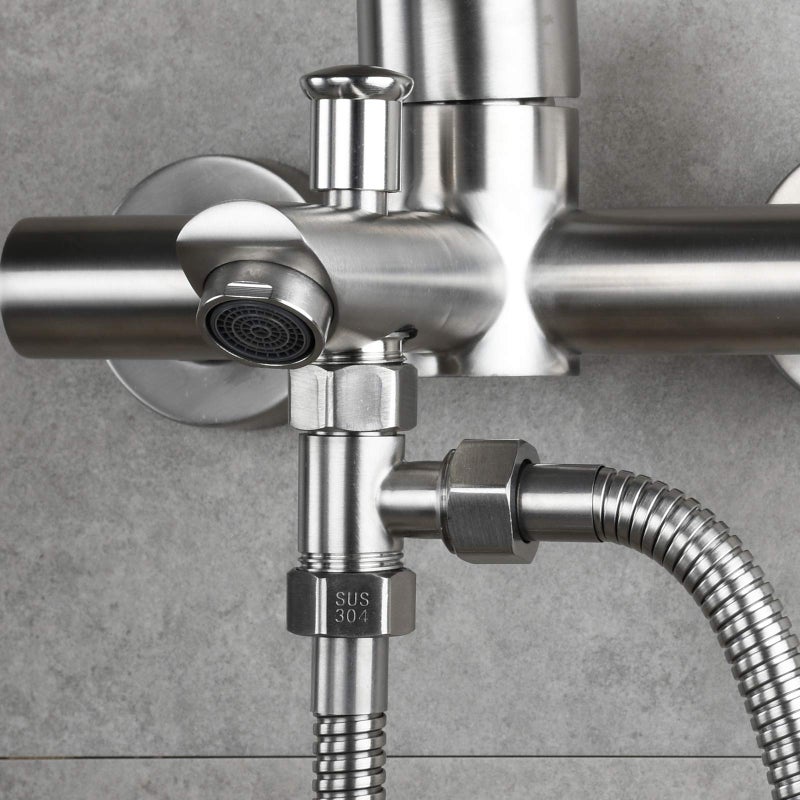Tecmolog 3-way Tee Connector Stainless Steel T Adapter G 1/2 T Valve Diverter for Bathroom Shower Arm, Angle Valve Hose, SBA020A - Image 3